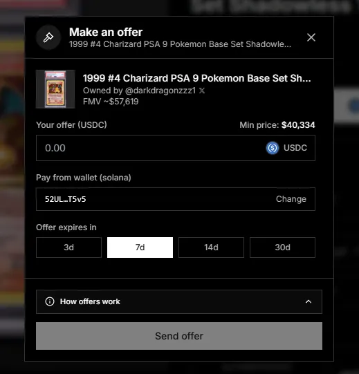 Make an offer modal