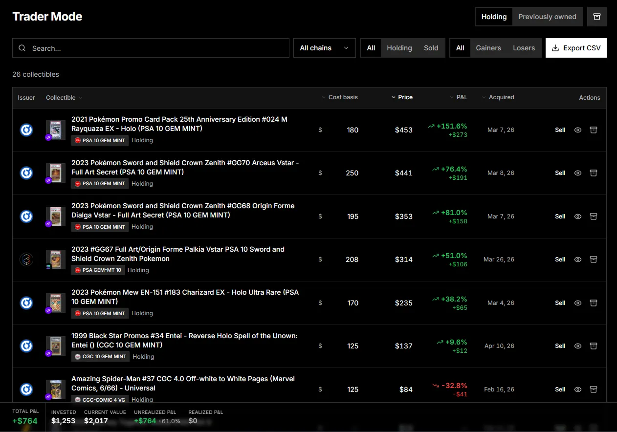 Trader Mode dashboard